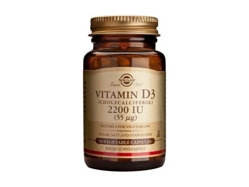 Solgar Vitamin D3 (Cholecalciferol) 2200iu 55μg 50 Vegetable Caps