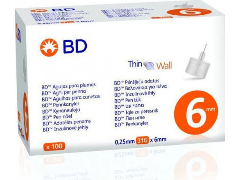 BD Micro-Fine Sterile Insulin Needles 6mm x 0.25mm (31G)100pcs