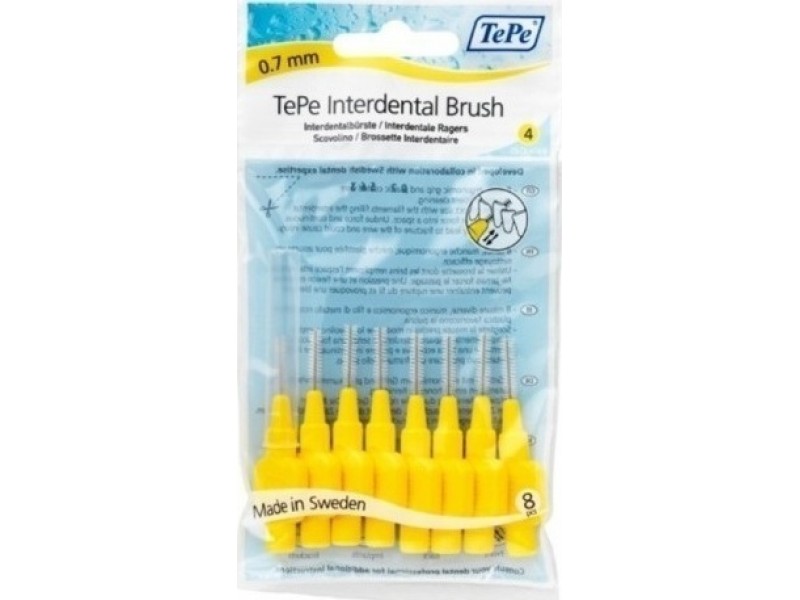 TePe Interdental Brush Yellow Size  4 - 0.7mm 8pcs