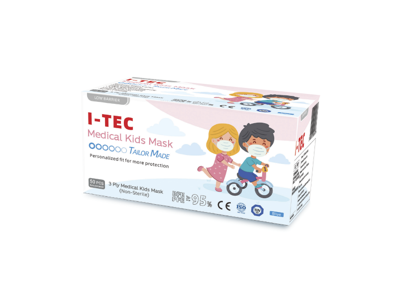 I-TEC Pediatric Blue Surgical Masks 3ply x 50 pieces