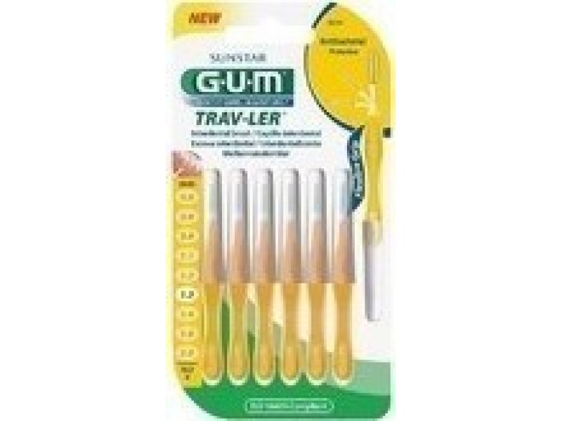 GUM Trav-ler Interdental Brushes 1.3mm in color Yellow 6pcs