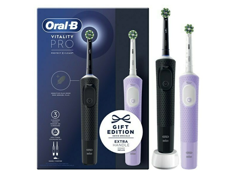 Oral-B Vitality Pro Duo Pack Electric Toothbrush Black & LIlac