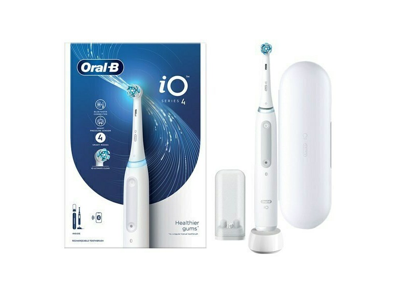 Oral-B iO Series 4 Electric Toothbrush with Timer, Pressure Sensor and Travel Case White