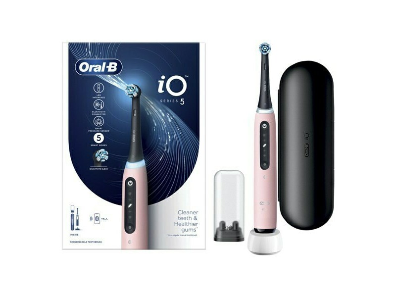 Oral-B IO Series 5 Electric Toothbrush with Pressure Sensor and Travel Case Pink