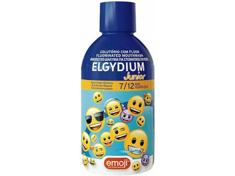 Elgydium Fluorinated Mouthwash Emoji 500ml 250 ppm Red Berries Flavour for  7+ years old