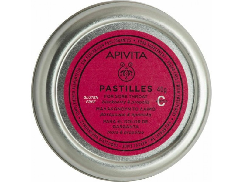 Apivita Pastilles for Sore Throat Blackberry & Propolis 45g